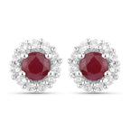 2.17 Carat Genuine Ruby and White Topaz .925 Sterling Silver Jewelry Set