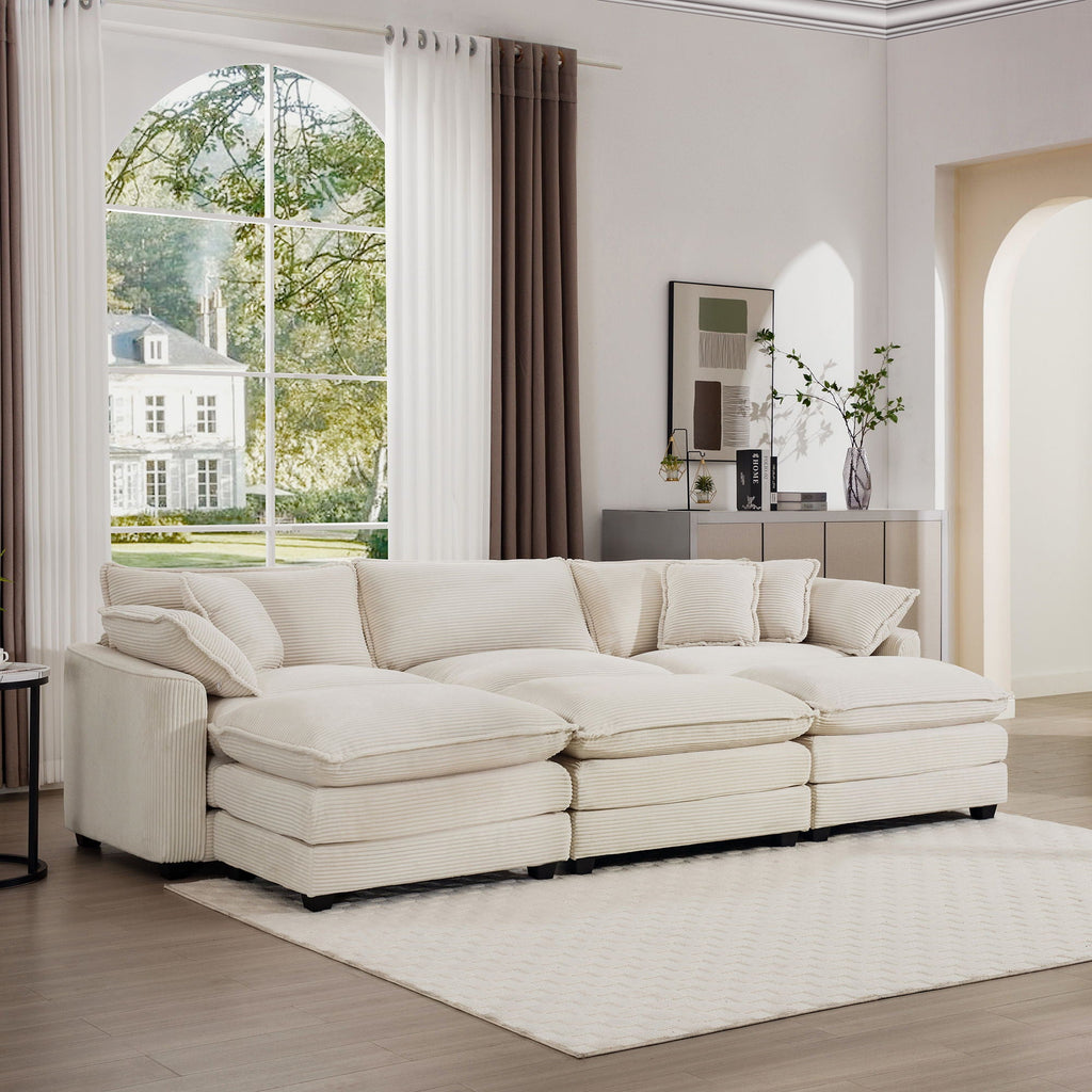 Modern Oversized Modular Cushion Sofa With Ottoman
