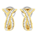 14K Yellow and White Gold 1/2 TDW "X" Shape Cross Over Diamond Hoop Earrings (I-J, I2-I3)