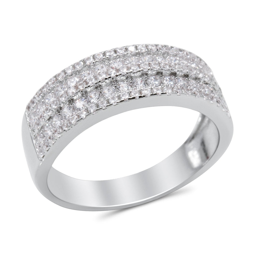 CZ 7mm Elegant Sterling Silver Plated Fashion Engagement Ring