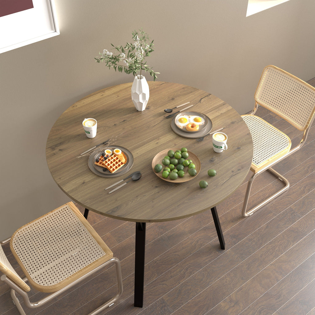 Round Dining Table - Rustic Brown