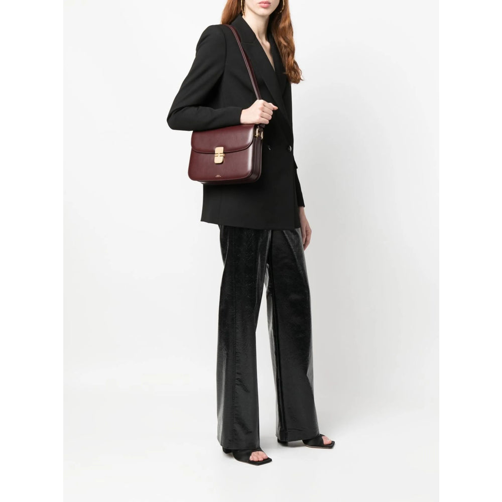 Shoulder Bag Red Calf Leather