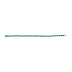 14K White Gold Alternating Oval Green Emerald and Diamond Tennis Bracelet