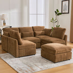 Modern Modular U-Shaped Sofa Bed With Movable Ottoman