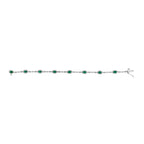 10K White Gold Oval Green Emerald & Diamond Alternating Link Bracelet