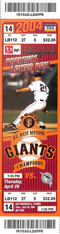 Barry Bonds Hits HR #668 Full Ticket Giants 4/29/2004