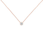 2 Micron 14K Rose Gold Plated Sterling Silver Bezel-Set Diamond Solitaire Pendant Necklace (1/3 cttw, H-I Color, I1-I2 Clarity)