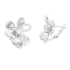Cubic Zirconia Flower Earrings Sterling Silver
