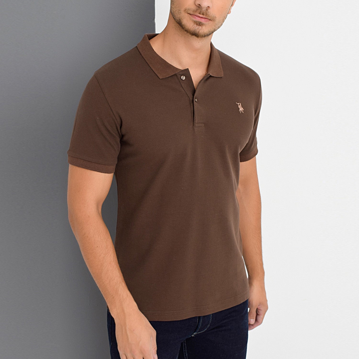 Short Sleeve Polo with Logo // Brown