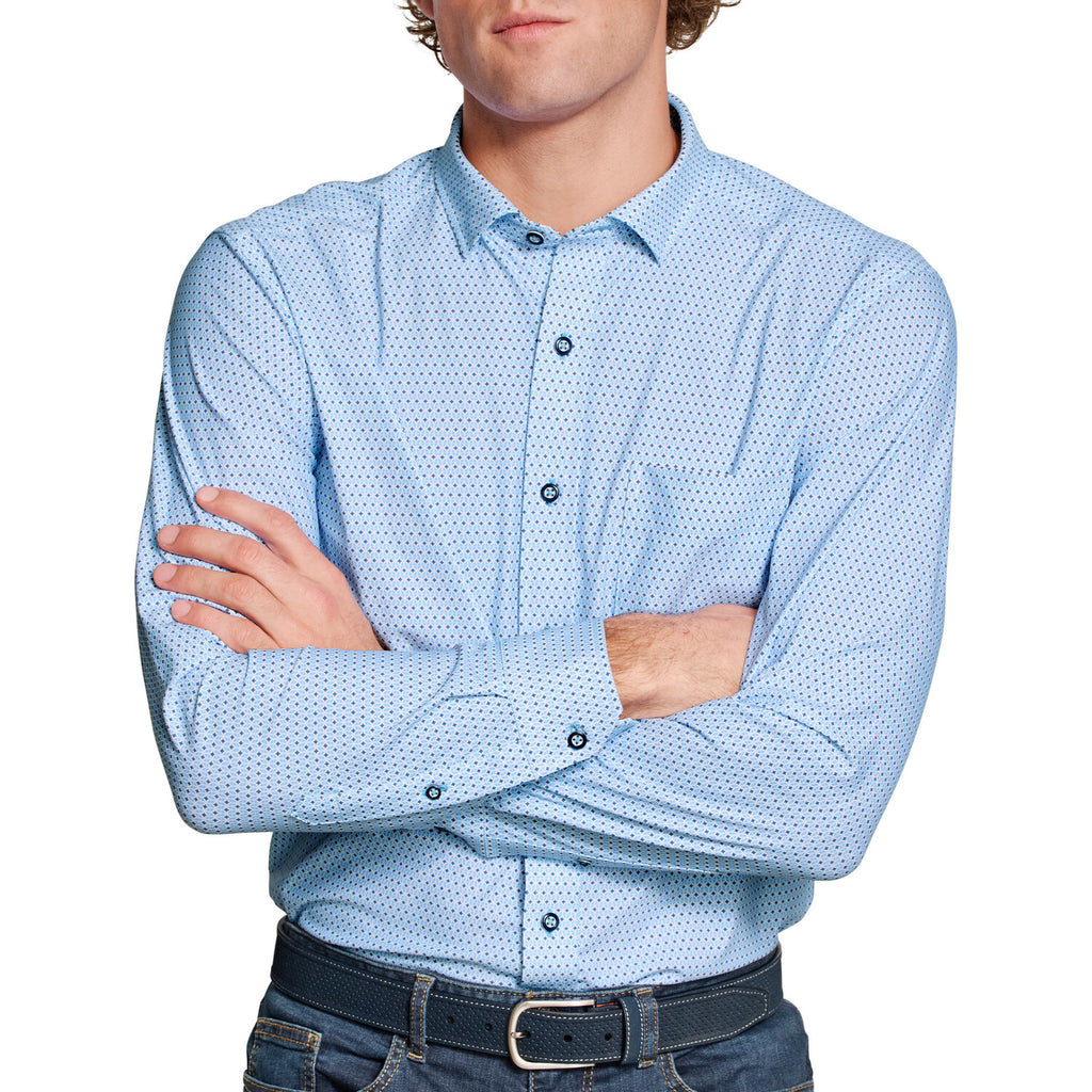 XC+ Motion Long-Sleeve Print Knit Shirt // Blue Tulip