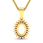 0.13 Carat Genuine White Diamond 14K Yellow Gold Semi Mount Pendant - holds 8x6mm Oval Gemstone