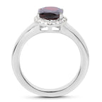 2.63 Carat Genuine  Garnet and White Topaz .925 Sterling Silver Ring