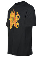 Palm Angels 'Burning Monogram' Black Cotton T-Shirt Men