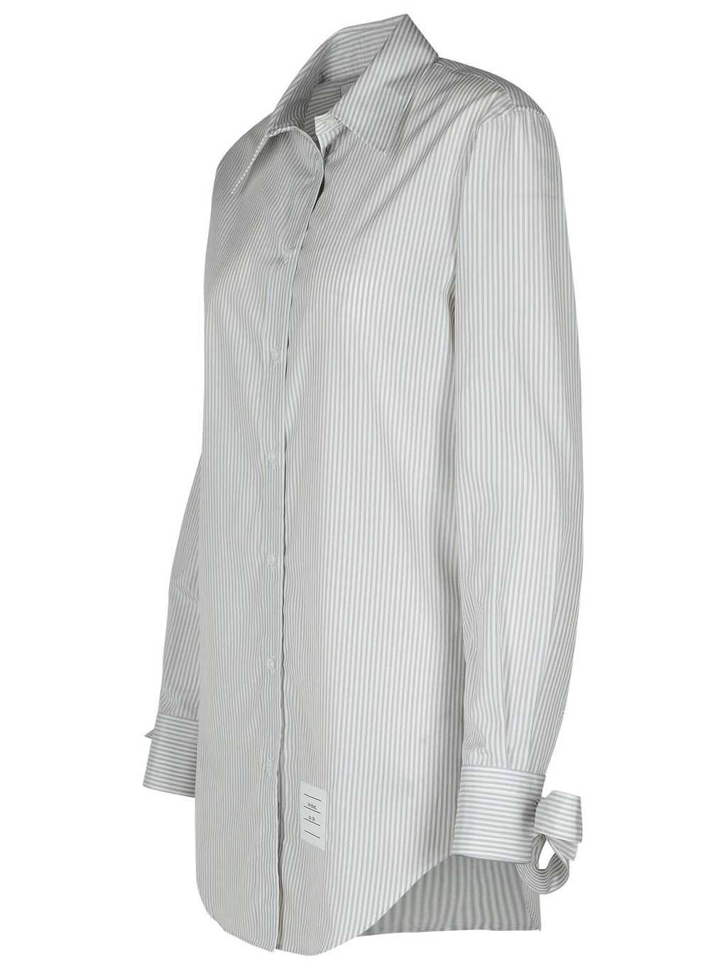 Thom Browne Long Shirt In Grey Silk Blend Women