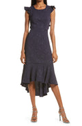 Lulus Sophisticated Soirée Jacquard Dress - Navy Blue