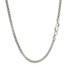 Rhodium Plated 2.5mm Sterling Silver Popcorn Style Chain