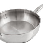 BergHOFF Belly Shape 18/10 Stainless Steel 9.5" Deep Skillet with Glass Lid, 3.2qt