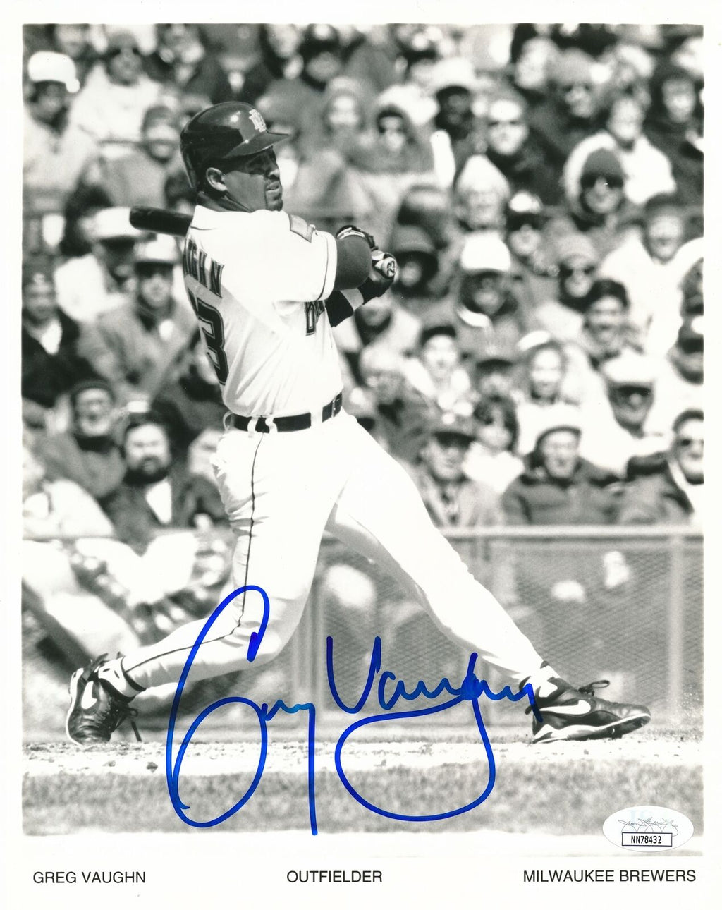 Greg Vaughn Milwaukee Brewers Signed/Autographed 8x10 Photo JSA 159122