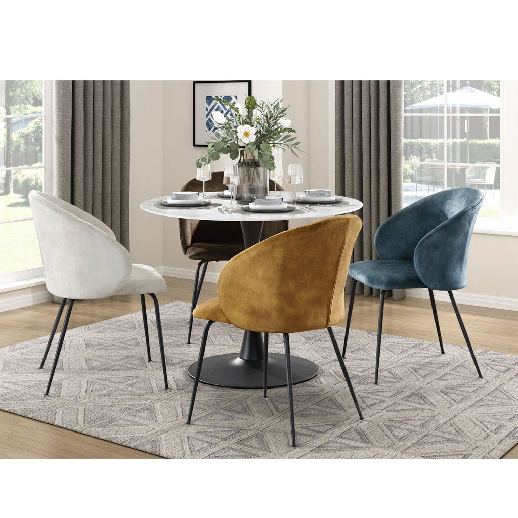 Velvet Upholstery Side Chairs 2 Piece Set With Metal Legs - Beige