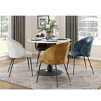Velvet Upholstery Side Chairs 2 Piece Set With Metal Legs - Beige