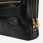 The Cortona Black Python Leather Men’s Laptop Briefcase