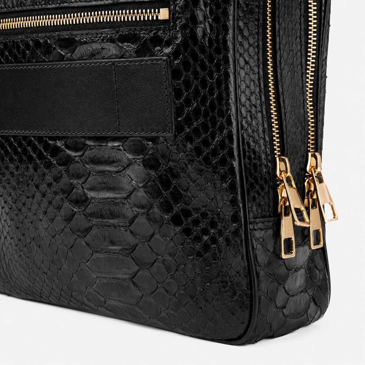 The Cortona Black Python Leather Men’s Laptop Briefcase