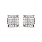 10K White Gold 3/4 Cttw Princess Diamond Composite Cushion Shape Stud Earrings (I-J Color, I1-I2 Clarity)
