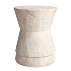 Hourglass Travertine Stone Finish Italian Design MgO Side Accent Table