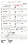 1989 New York Yankees Spring Training 5.5x8.5 Lineup Card vs.Orioles 151548
