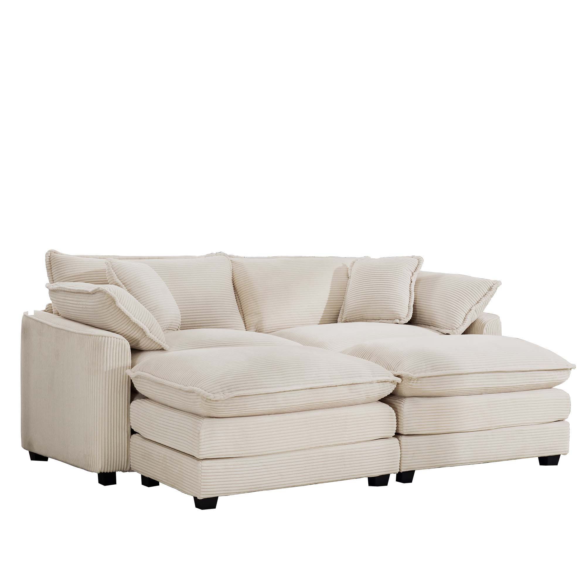 Modern Oversized Modular Cushion Sofa With Ottoman
