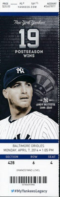 2014 Full UNUSED Ticket Orioles v Yankees - Derek Jeter Last Opening Day  142732
