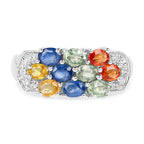 2.05 Carat Genuine Multi Sapphire .925 Sterling Silver Ring