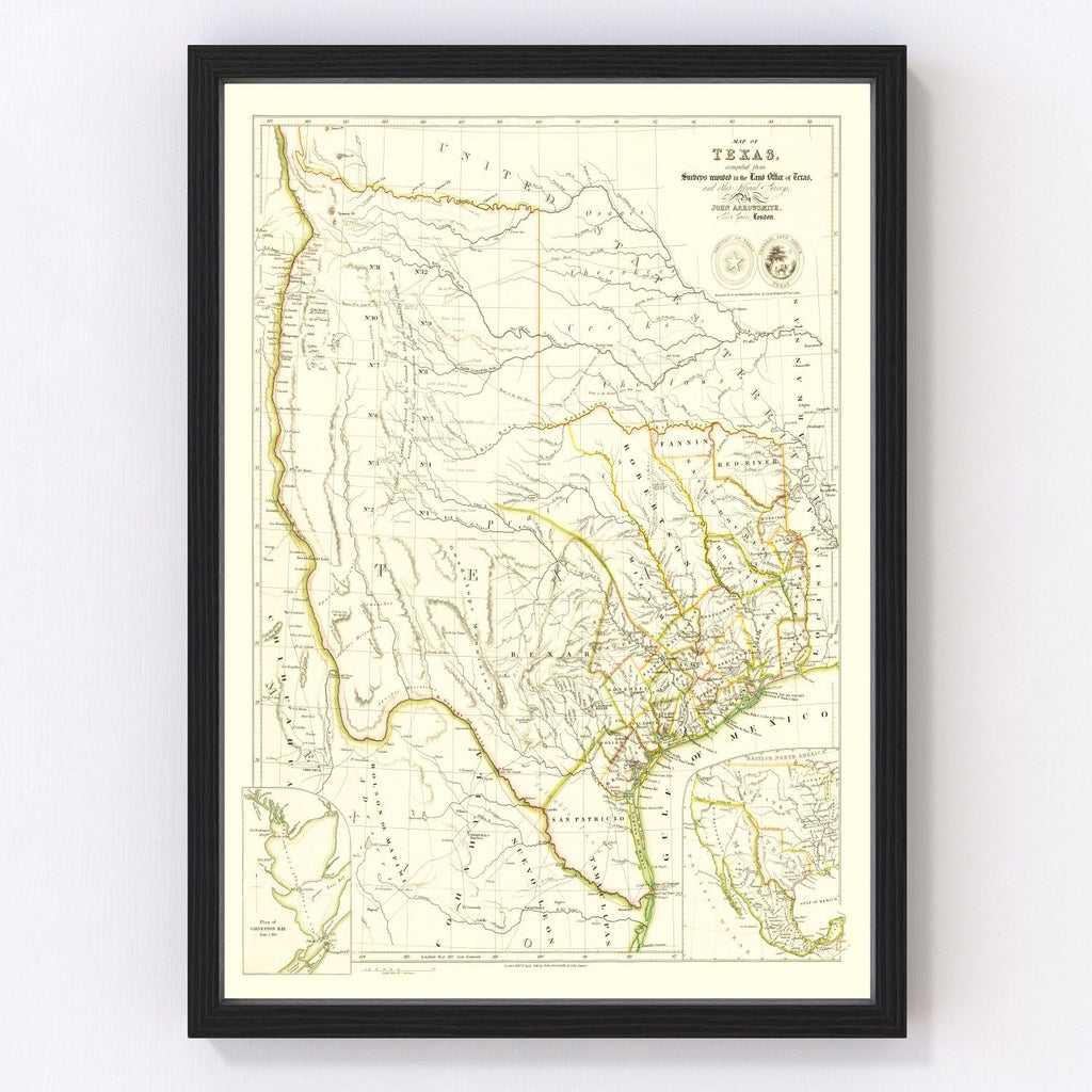 Vintage Map of Texas 1841