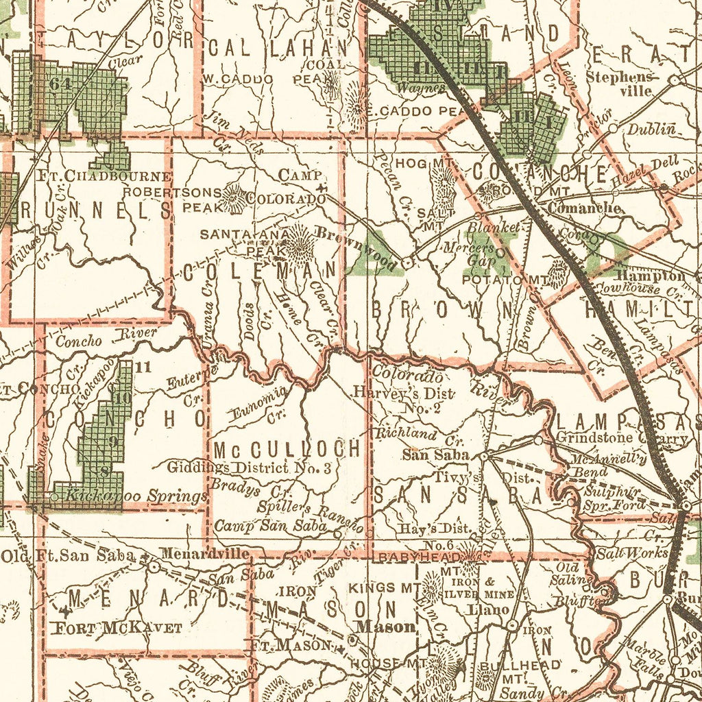 Vintage Map of Texas 1877