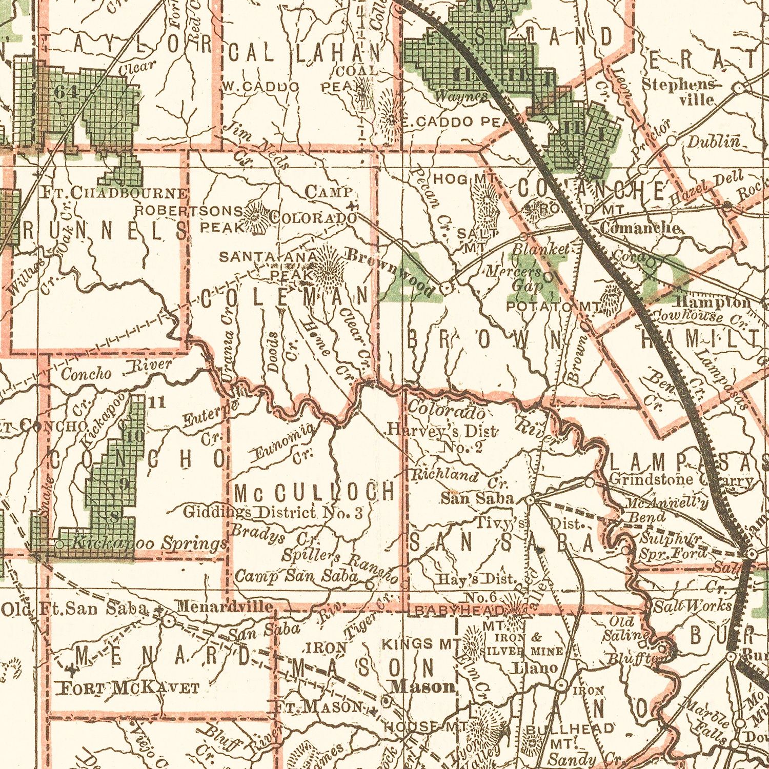 Vintage Map of Texas 1877
