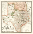 Vintage Map of Texas 1877