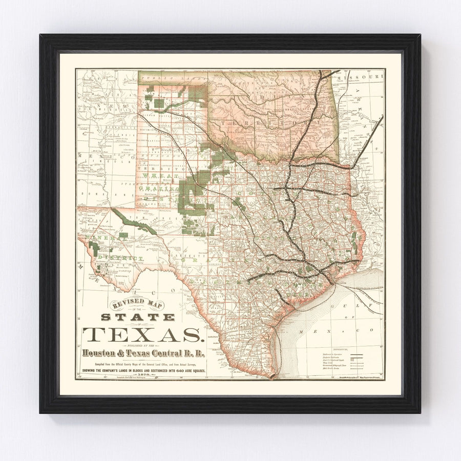 Vintage Map of Texas 1877
