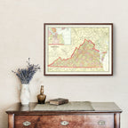 Vintage Map of Virginia 1908