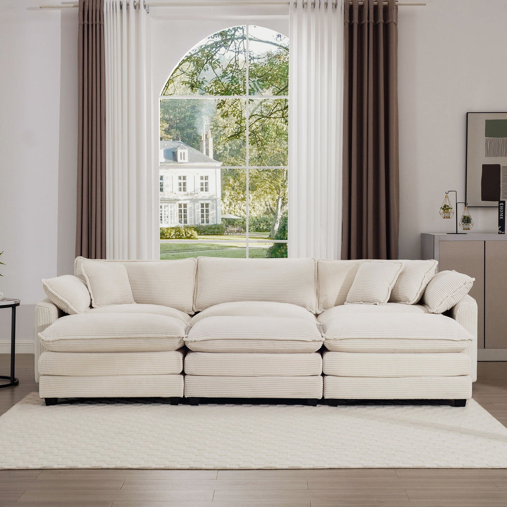 Modern Oversized Modular Cushion Sofa With Ottoman