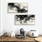 Large Framed And Abstract Wall Art - White / Black