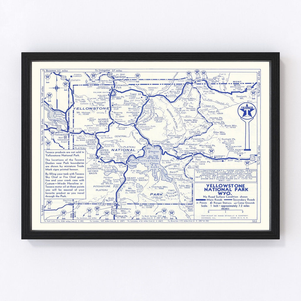 Vintage Yellowstone National Park Map 1930
