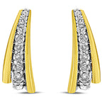 10K Yellow Gold Plated .925 Sterling Silver 0.50 Cttw Round Diamond Graduated Huggie Earrings (I-J Color, I2-I3 Clarity)