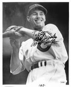 Bob Feller HOF Signed/Inscribed B/W 8x10 Photo Cleveland Indians JSA 190195