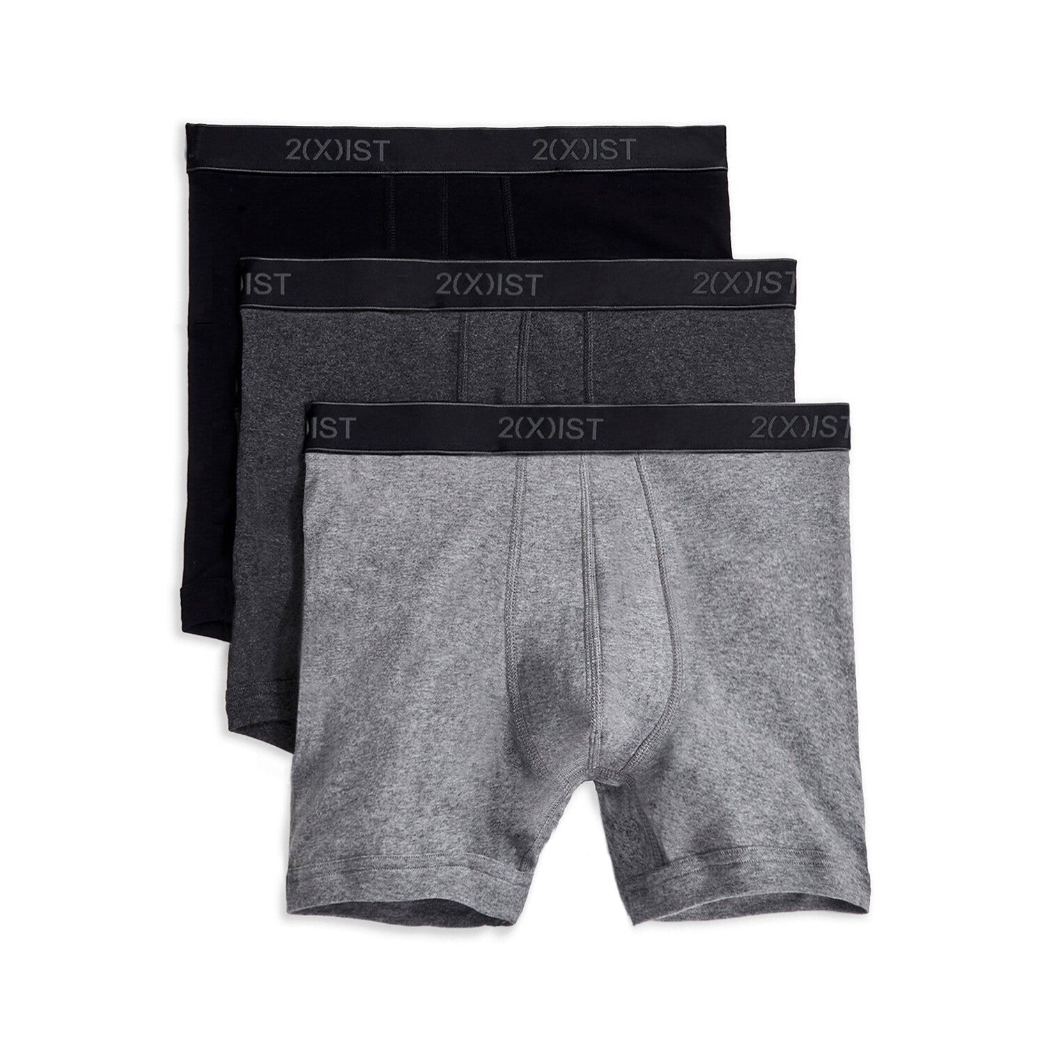 3 Pack Cotton 6" Boxer Brief // Black + Heather Gray + Charcoal Heather