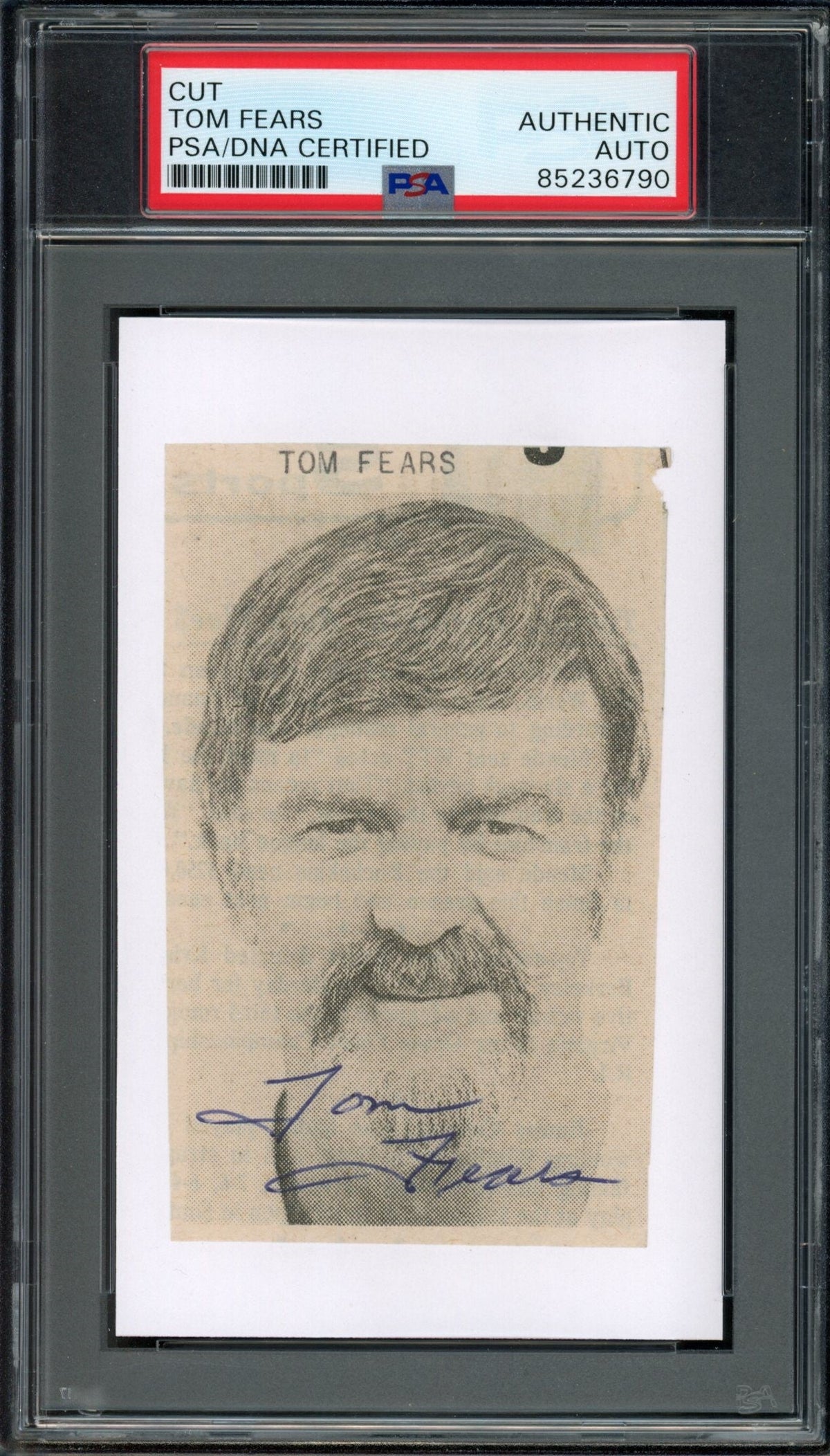 Tom Fears HOF Signed/Auto Cut Photo on 3x5 Card LA Rams PSA/DNA 188276