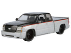 2006 Chevrolet Silverado Custom Pickup Truck Silver Metallic and Black with Red Stripes "Die-Cast Collection" Series 1/25 Diecast Model Car by Motormax