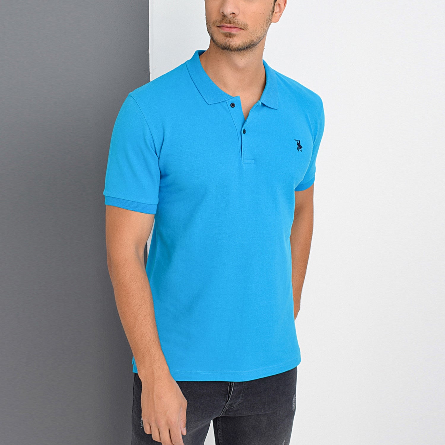 Short Sleeve Polo with Logo // Blue