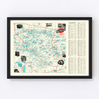 Vintage Map of Wisconsin North Woods Lakes, 1922