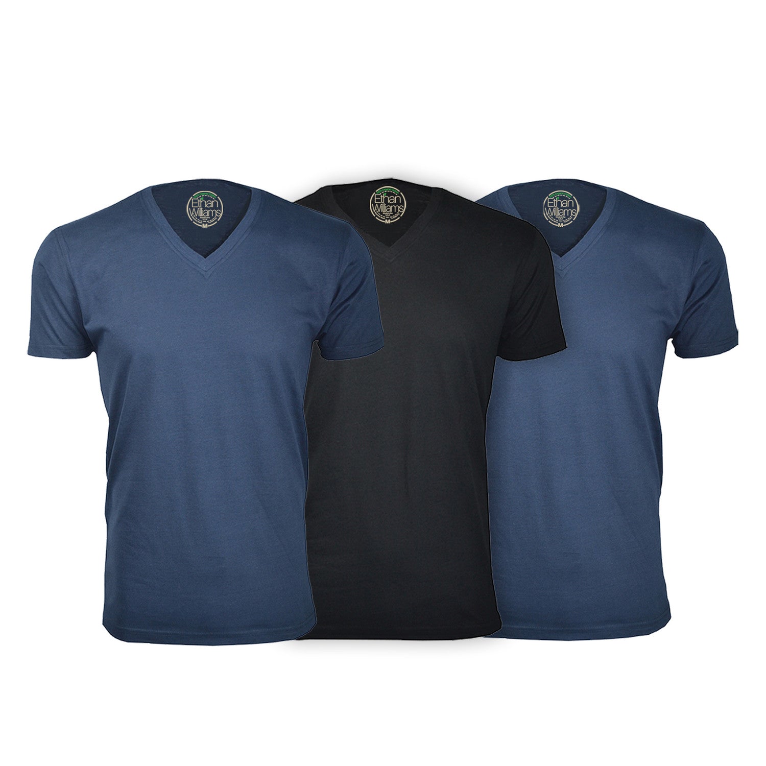 Semi-Fitted V Neck T-Shirt // Navy + Black // Pack of 3