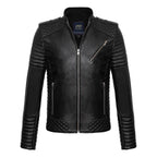 Racer Quilted Shoulders & Arms Jacket // Black